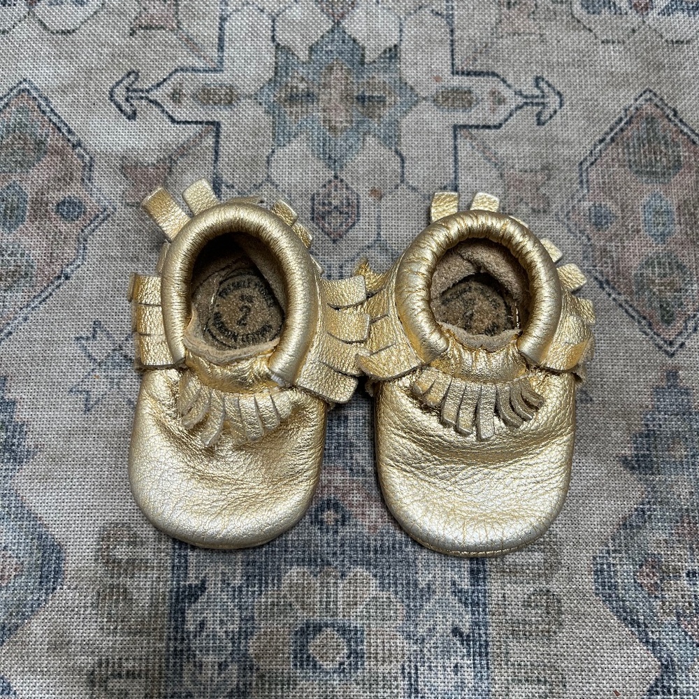 Freshly Picked Gold Moccasins for baby